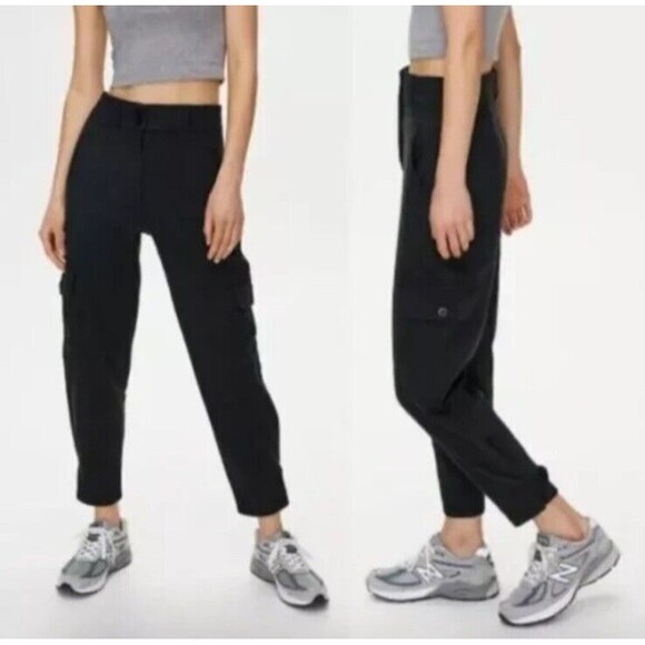 Aritzia Pants - Aritzia Wilfred Free Womens Modern High Waist Cargo Pants Black Size 4 Pockets 6